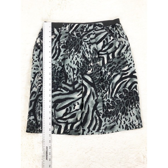 Hanna And Gracie Grey Black‎ Animal Print Straight Skirt With Pockets Size M - Picture 5 of 5